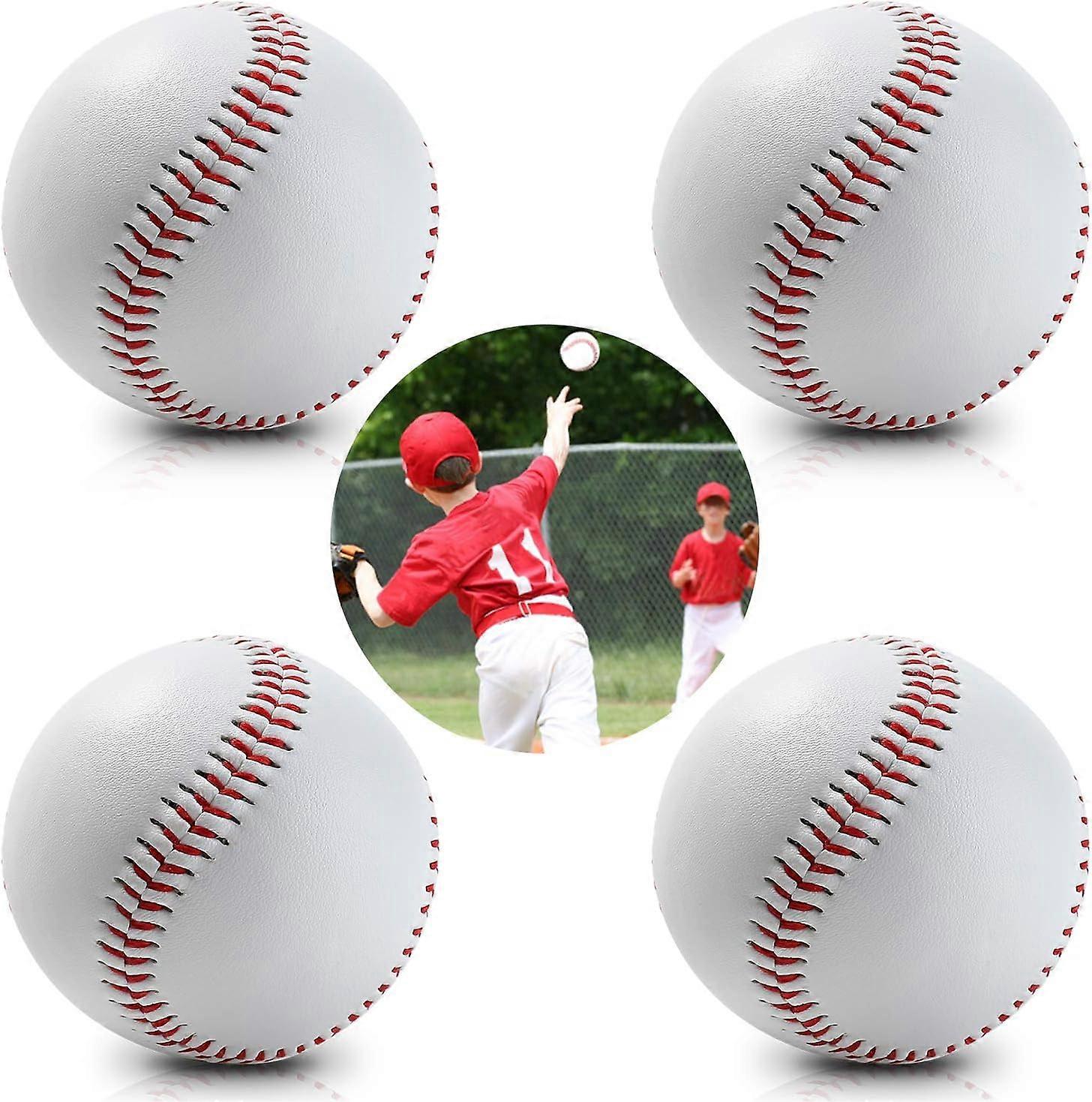 4 قطع لعبة البيسبول الرياضية مخصصة لعبة الكرة كرات البيسبول للمبتدئين الشباب الكرة اللينة اليدوية البيسبول PVC المطاط الداخلي العلوي الناعم الصلب الأبيض با