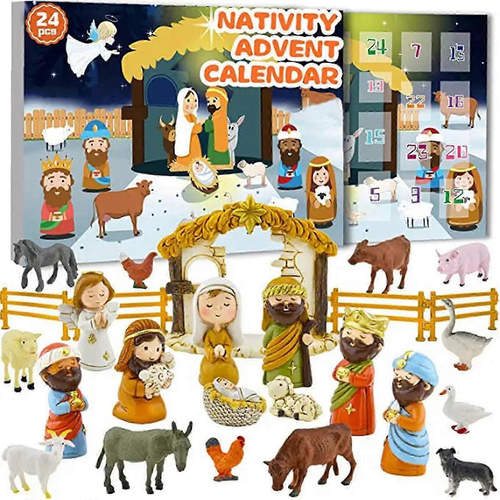 25pcs Coloful Jesus Advent Calendar Mini Model Dolls Christmas Colorful Miniature Nativity Figures Decor Navidad Gifts For Child