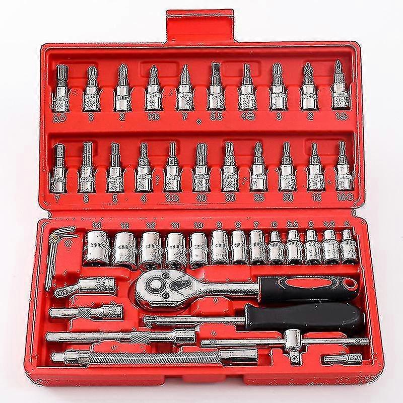 Socket Set F6' Chromemat, 46 Piecesred