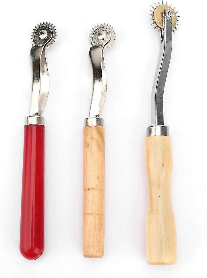 3pcs Wooden Handle Tracing Fabric Craft Sewing Wheel DIY Leather Paper Wheel Fabric Craft Sewing Wheel Stitch Marker Cutting Tool