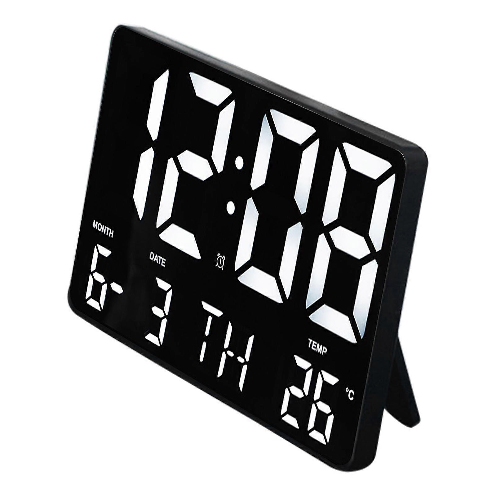 Digital Clock Large Display Electronic Wall Clock Calendar Snooze Alarm Clock with Wireless Remote Control LED Light