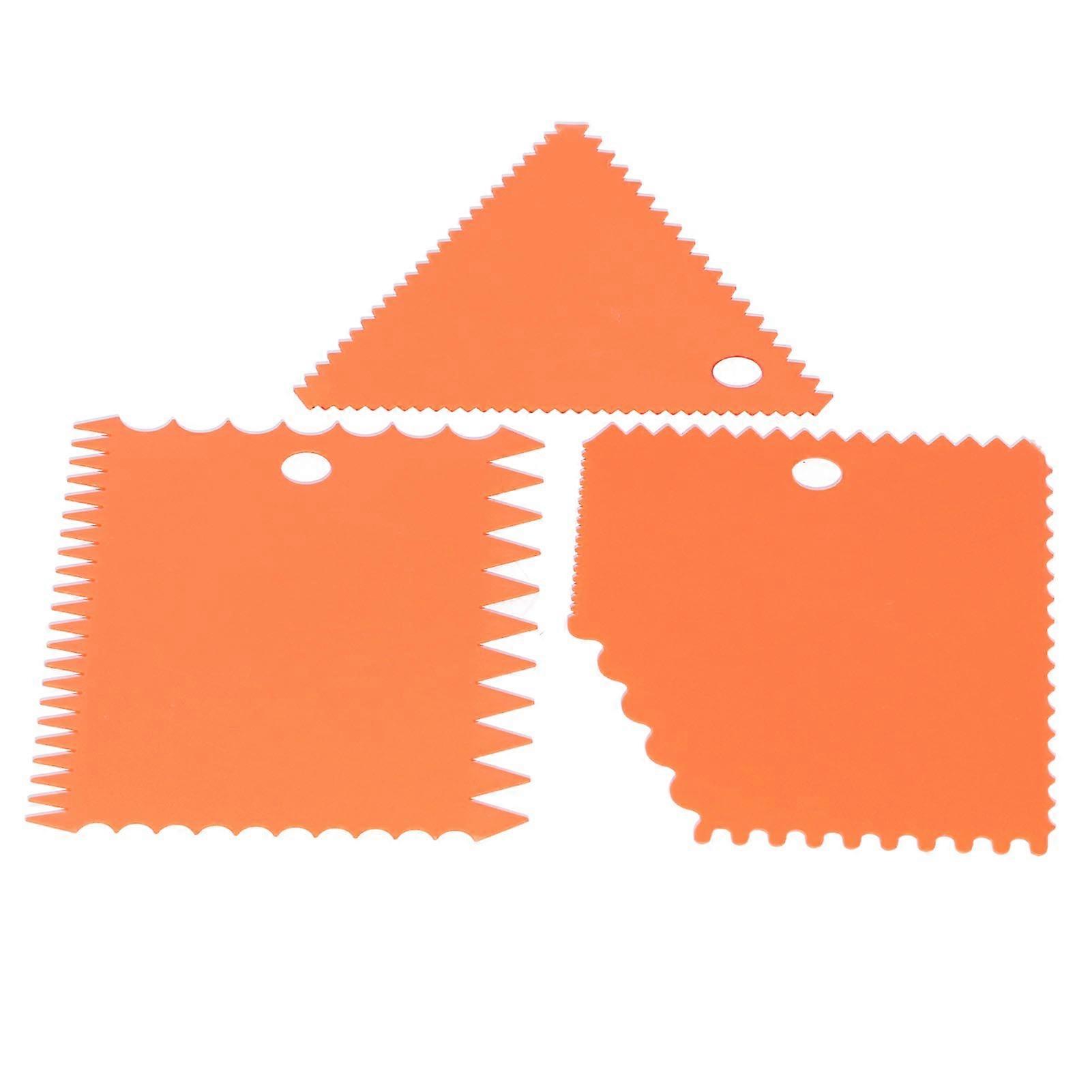 Orange Cake Cream Scraper Set - 3PCS Irregular Teeth Edge Pasty Cutters DIY Smoother