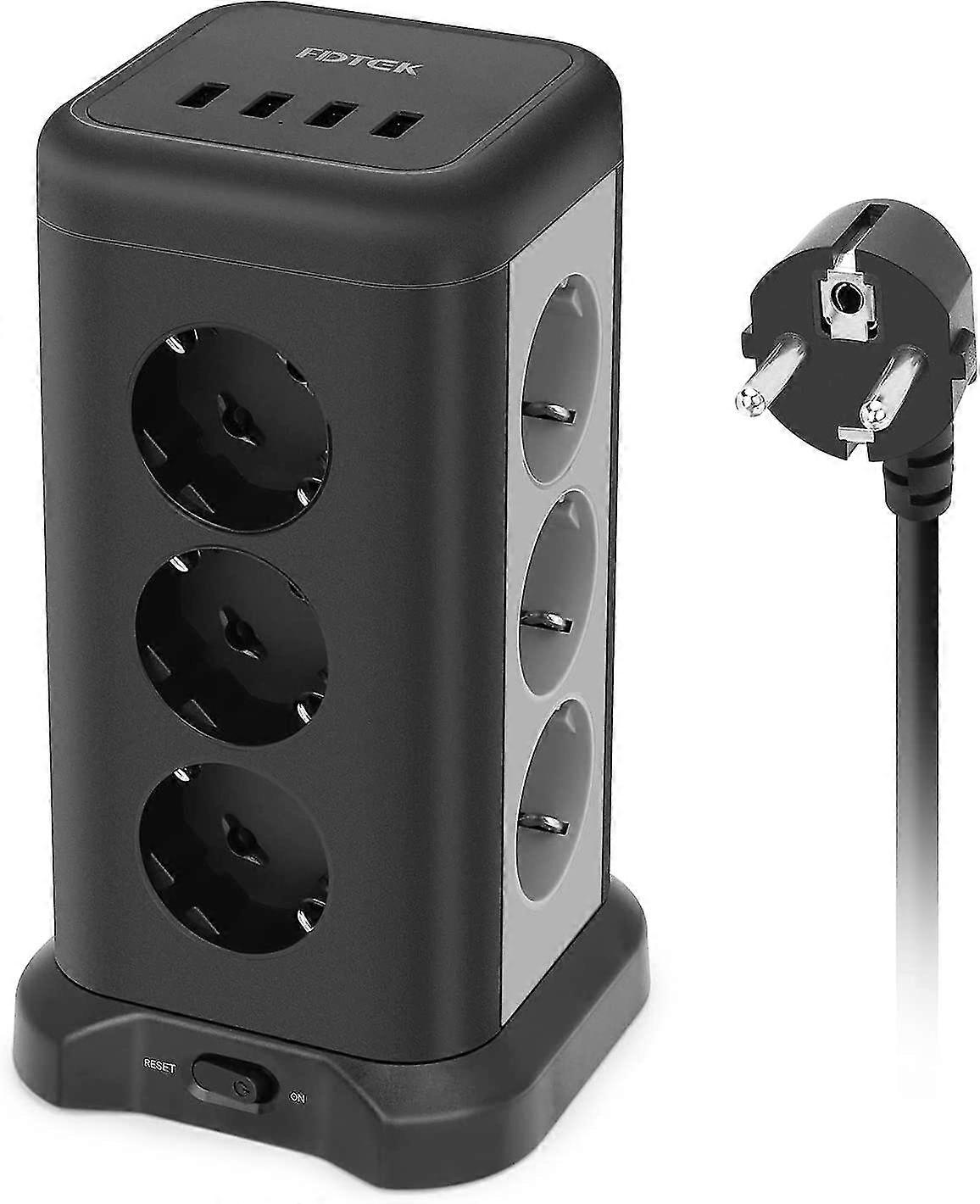 Cube Power Strip, Tower Power Strip With 12 Outlets (4000W16A) And 4 Usb Ports, 16 In 1 Portable Travel Usb Power Strip With Switch, Overload Protect