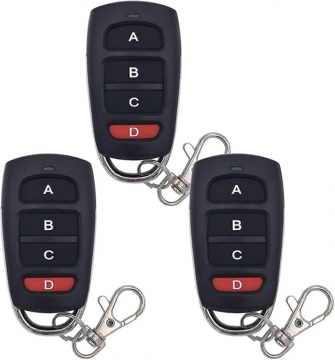 3Pcs Garage Door Remote Control Cloning Remote Control 433Mhz Universal Wireless Remote Control Keychain