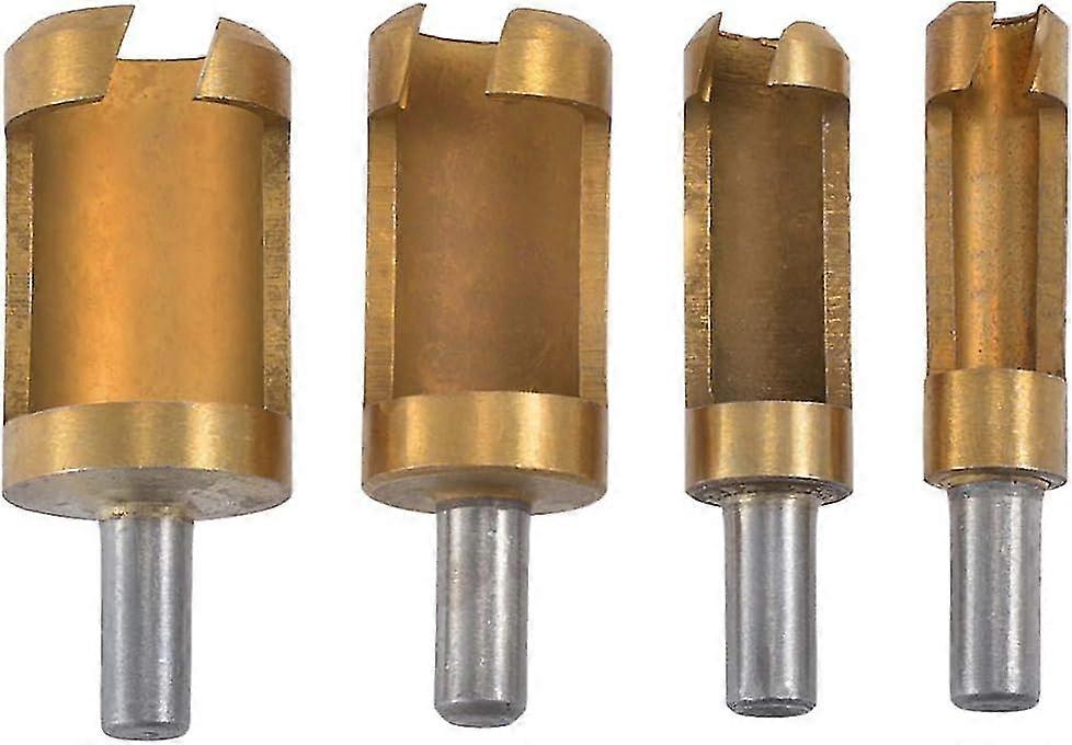 4 X Titanium Coated Wood Plugs - Thumb Drill Bit Set - Dowel Set 1/4 3/8 1/2 5/8 - Power Section Carpentry - Drill Bit Set - Tenon Set