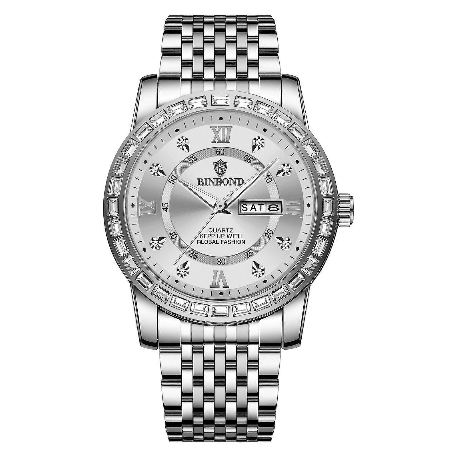 BINBOND B2202 Horloge Wit Staal-Wit