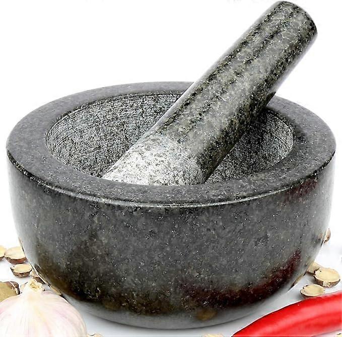 Pestle and Mortar Set Premium Solid Granite Stone Large