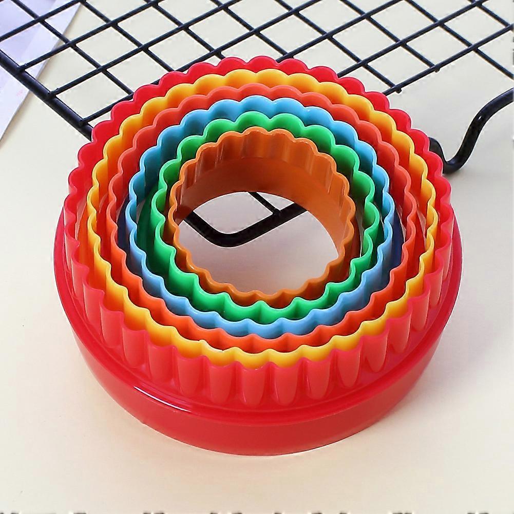 6 PcsroundDouble Sided Plastic DIY Baking Tools Round Shape Cookie Maker Cookie Cutters Kitchen Supplies