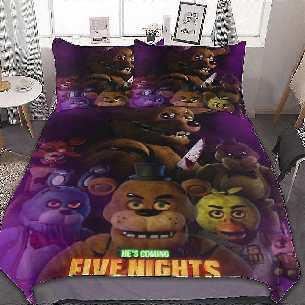 o2792 Conjunto de Capa de Edredom para Crianças, Five Nigh At Freddy Conjunto de Capa de Edredom com Capa de Edredom e Fronhas Conjunto de Cama 3S (1 Duvet Co