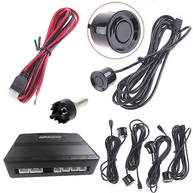 Car Parking Sensor With 4 Sensors Auto Car Parking Reverse Backup Radar Detector Monitor Kit Sound Alert Alarm Indicator