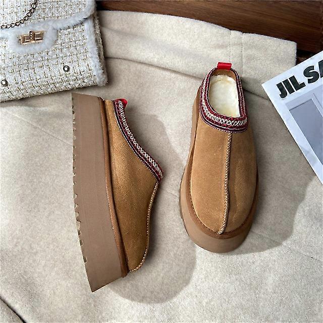 Yeni Kış Retro Kadınlar Kar Sıcak Süet Deri Tembel Loafers Botlar Ayakkabı Kadın Lady Kadın Düz Bottine Botas Botas Bot Mujer Ayakkabı