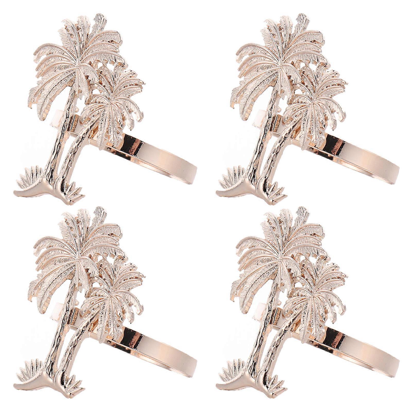 4pcs Electroplated Coconut Palm Tree Napkin Rings Eco-friendly Napkin Clasps