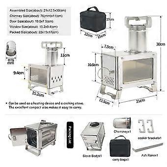 Soomloom Wood Burning Stove Stainless Steel Compact Portable Solo
