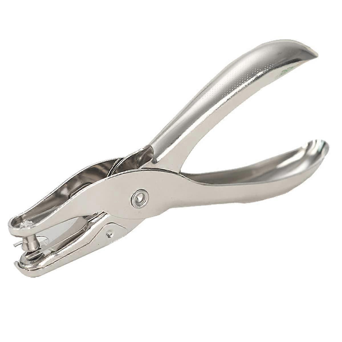 Hole Punch, 6mm Handheld Professional Metal Single Hole Pliers Chrome Perforator with Multiple Sheets Capacity for Paper Card Tag