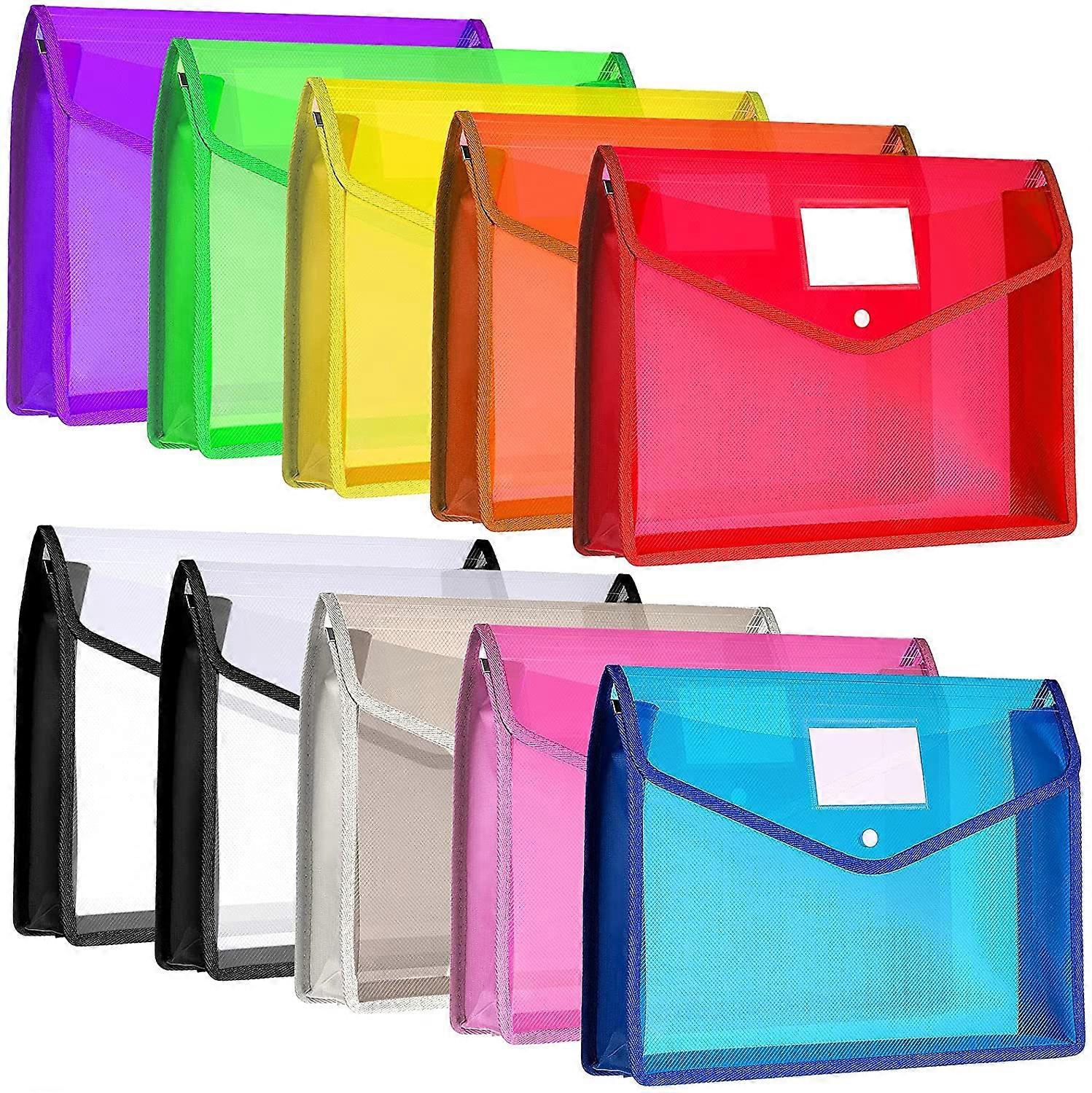 9 Pieces Plastic File Folders Envelope Expanding File Wallet Organizer Documents Folder, Assorted Color
