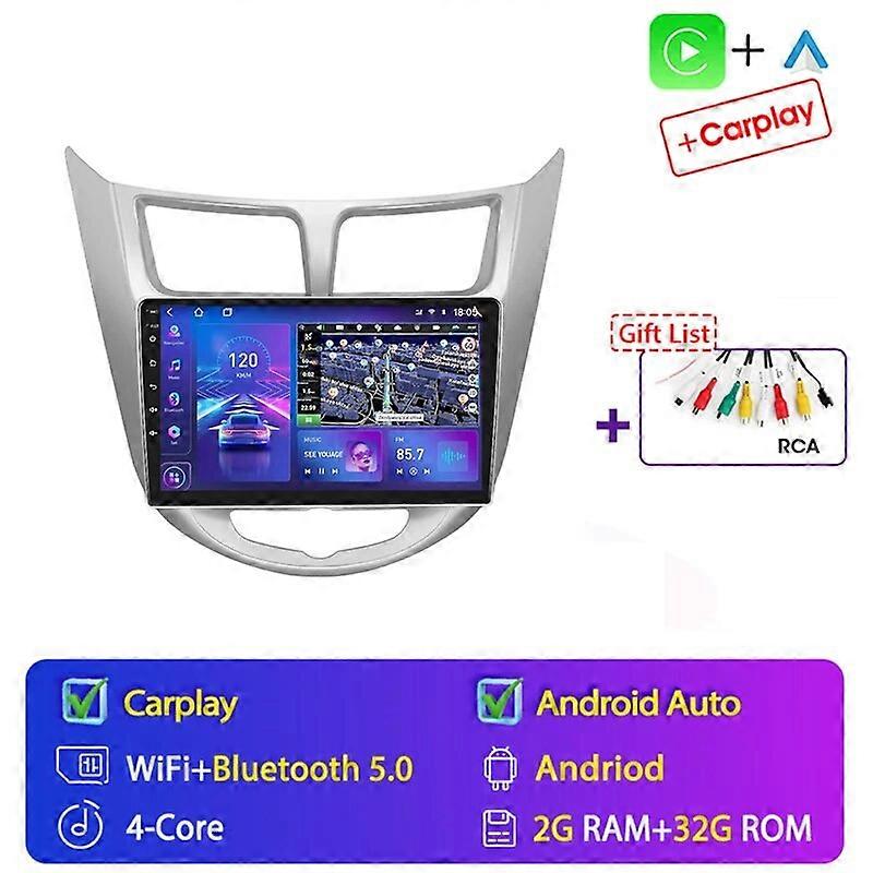 Android 12 9" Car Radio For Hyundai Solaris Verna Accent 1 2010 - 2016 Multimedia Player Navigaion GPS 2 din Carplay NO DVD