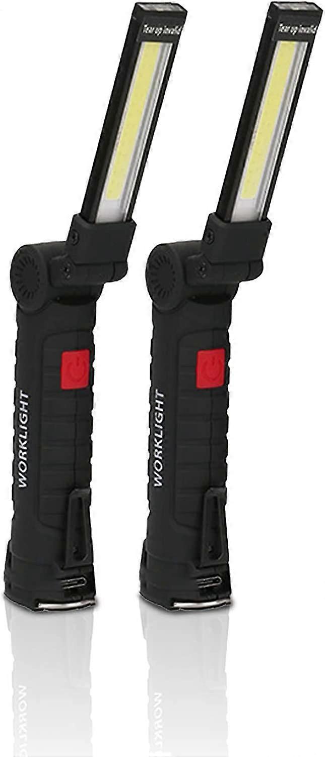 USB Rechargeable Flashlight Torch LED Magnetic COB Hanging Hook(2PCS Small)[Energy Class A]