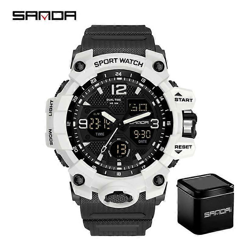 SANDA 6030 Top Brand Sports Men's Watches Military Quartz Watch Waterproof Wristwatch for Men Clock shock Digital Wristwatches