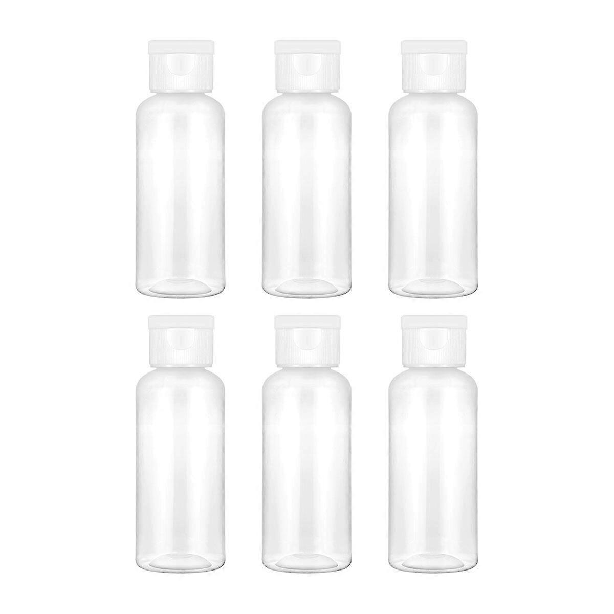 Minkissy 6Pcs 50ml Empty Plastic Sample Bottle Container Jar Pot Vial with Lid Perfect for Emollient Water Shower Gel Emulsion
