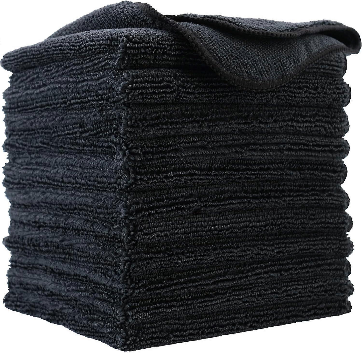 12Pack Black Microfiber Cleaning Cloths 30x30cm