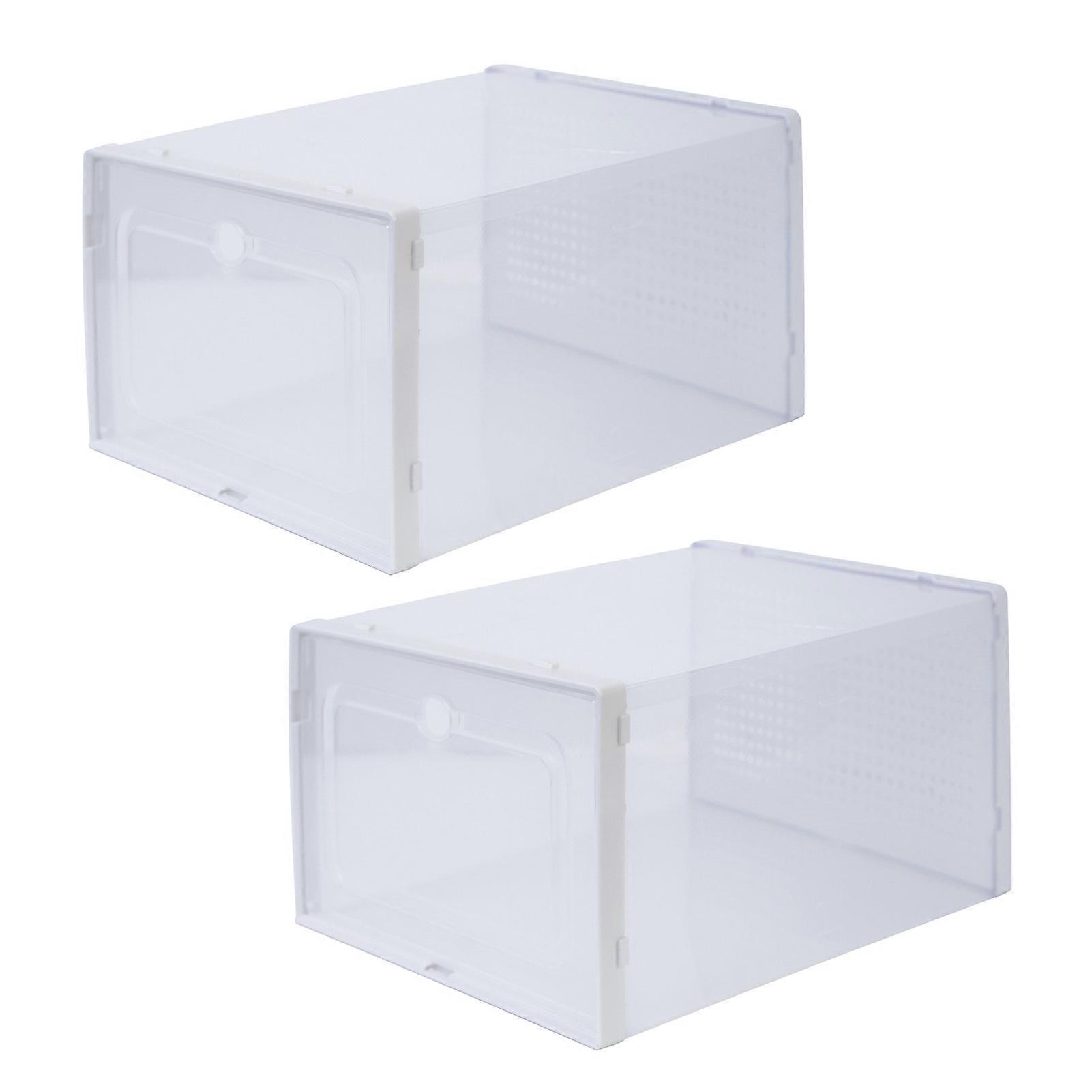 2Pcs Shoe Storage Box Breathable Holes Clear Visible Shoes Organizer Stackable Dust-proof Space Saving Closet Sneakers Container Jikaix