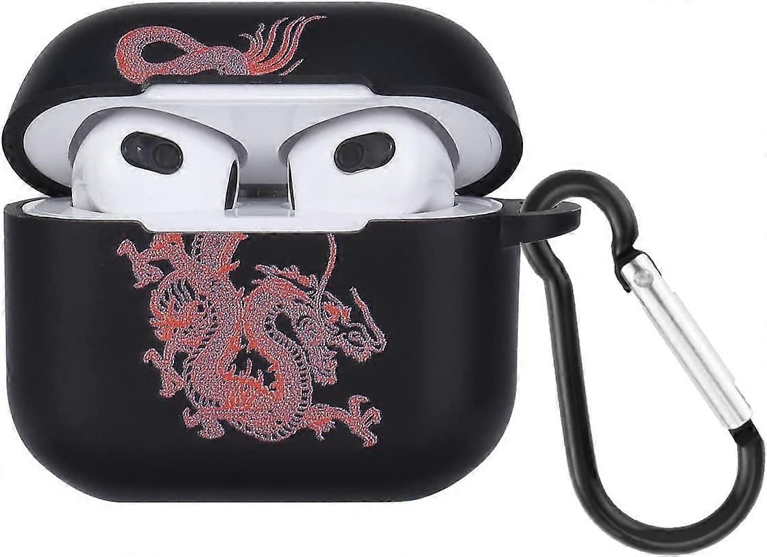 Compatible with AirPods Case with Cute 3D Printed Dragon Cartoons Animal Design Airpods Hard Case Cover with Keychain Shockproof Protective Case for A