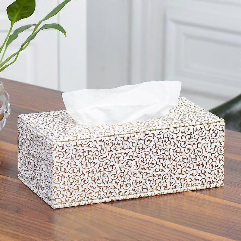 Rechthoekige lederen tissue boxhouder