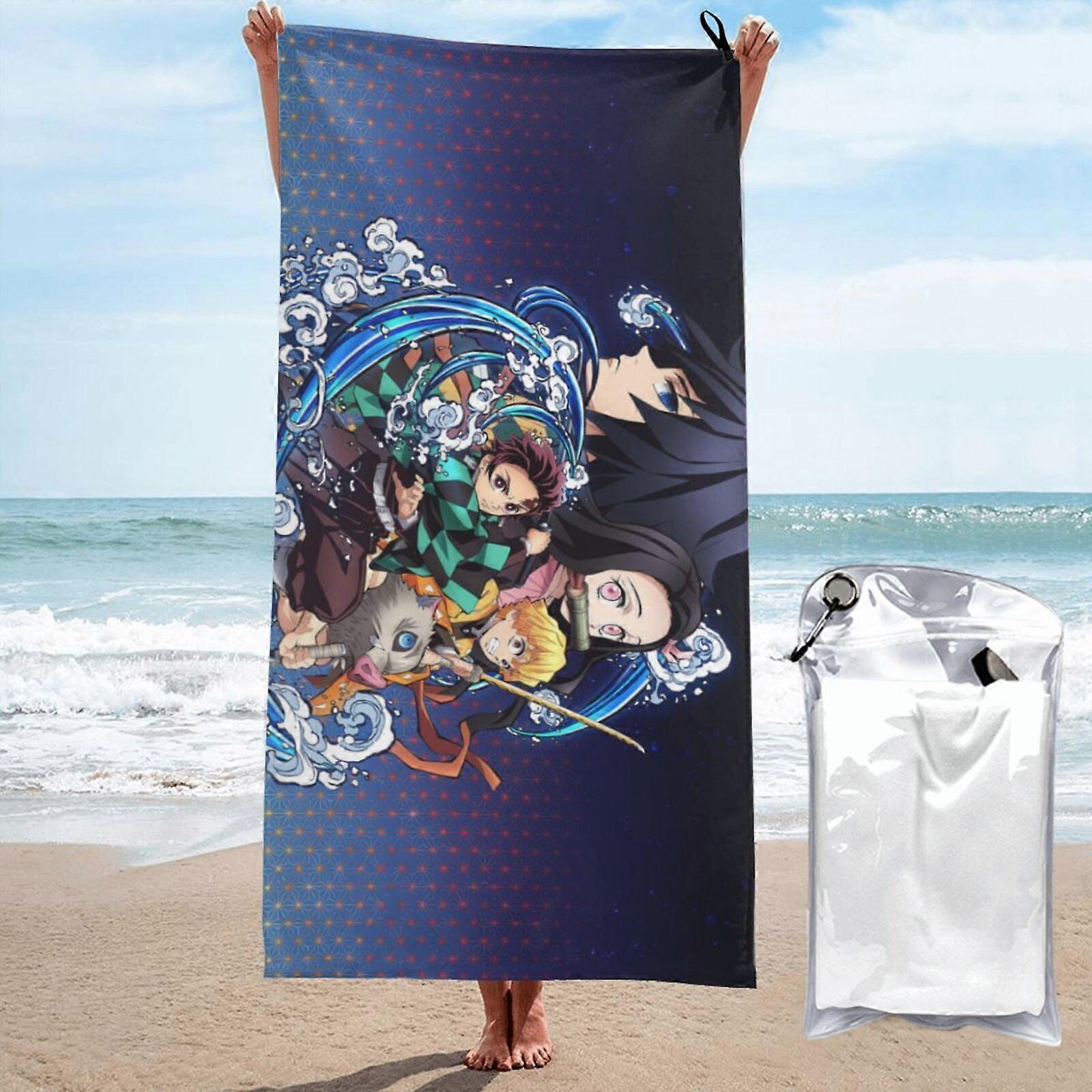 p533Demon Slayer Beach Toalha Absorvente Toalha Grande 3D Toalha dos desenhos animados LXMT2679