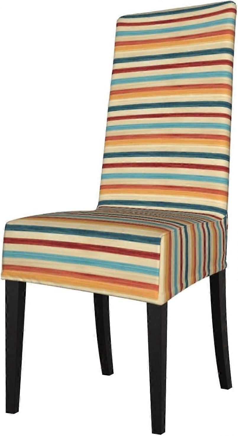 Dining Chair Slipcover Colorful Stripes Print Dining Chair Slipcover Protector, Stretch Dining Chair Protector Cover, High Back Chair Slipcovers for H