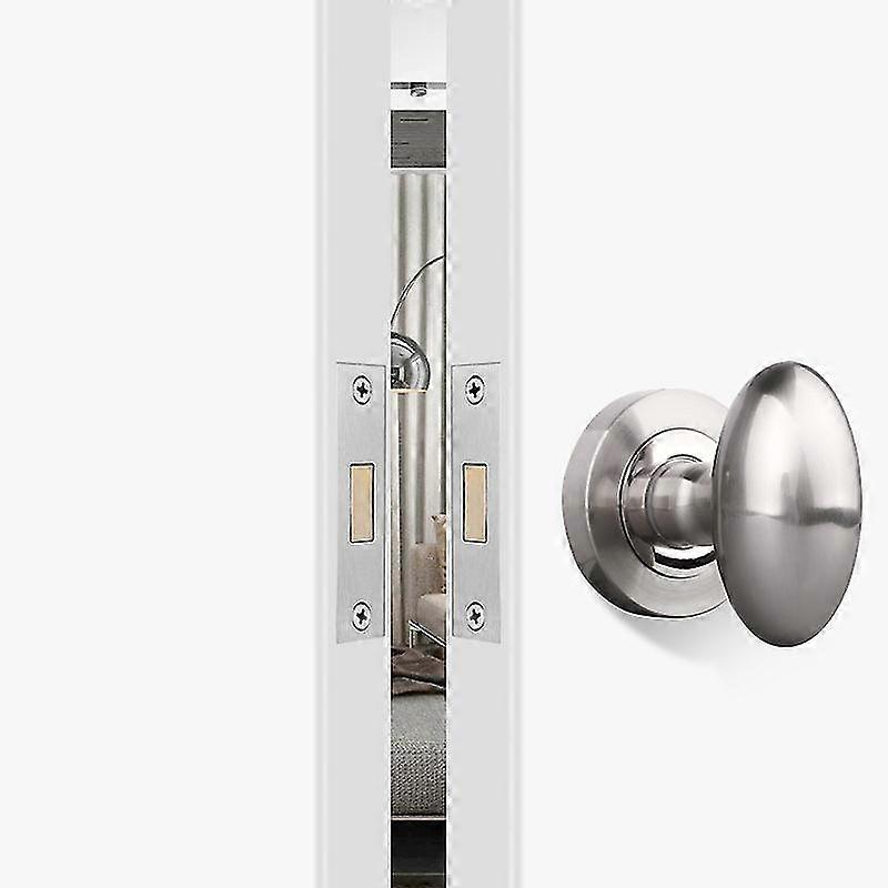 Invisible Door Lock Single-Sided Lock Indoor Suitable For Bedroom Door Dark Lock Wooden Door Background Wall Spherical, Brushed Silver