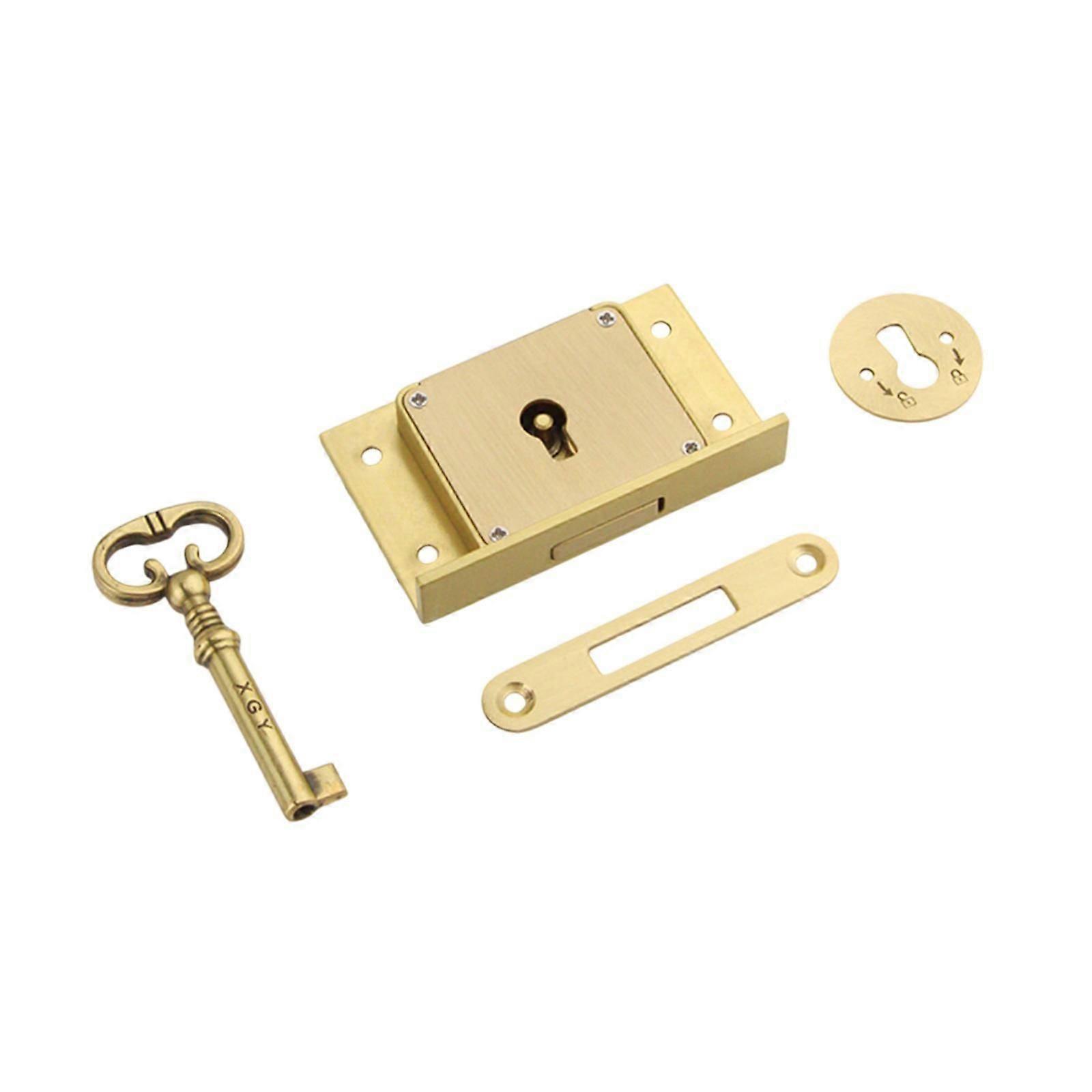 Cabinet Lock Set with Key Decorative Square Drawer Lock for Cabinets Drawers Lock 6.3cmx3.8cmx1cm Gold