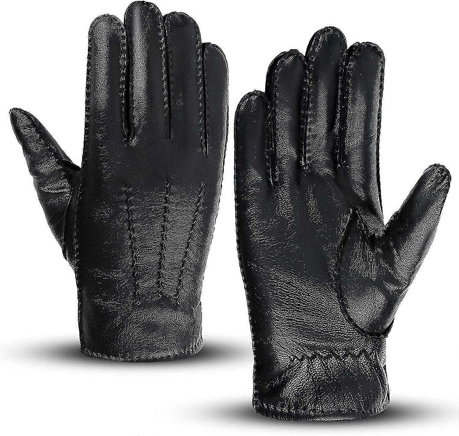 Genuine Leather Gloves For Men. Premium Winter Gloves With Cashmere Lining