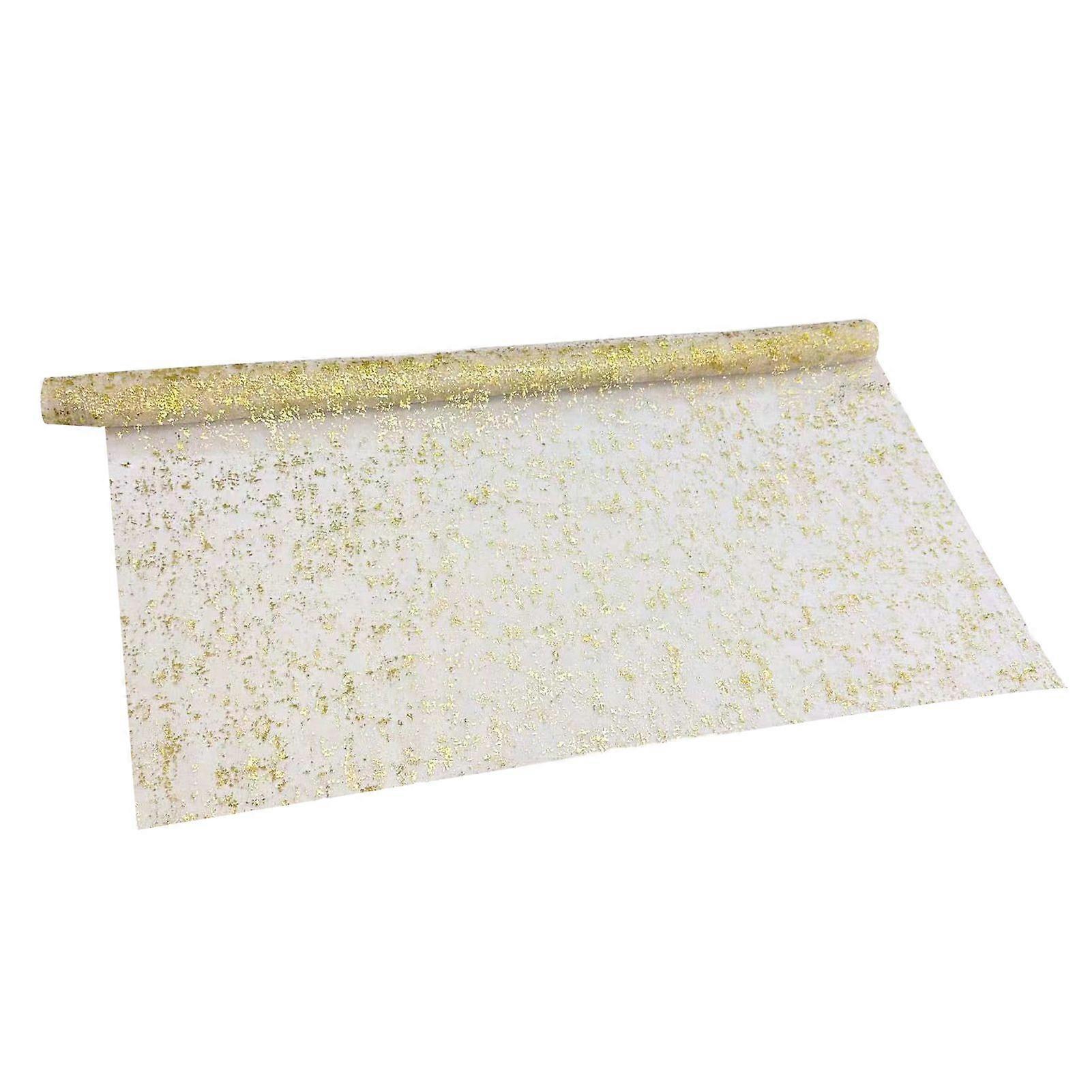 Wedding Party Table Runner Glittering Golden Sequin See-through Tulle Bohemian Style Pleated Stain-Proof Reusable Table Protection Decoration Prom Ban