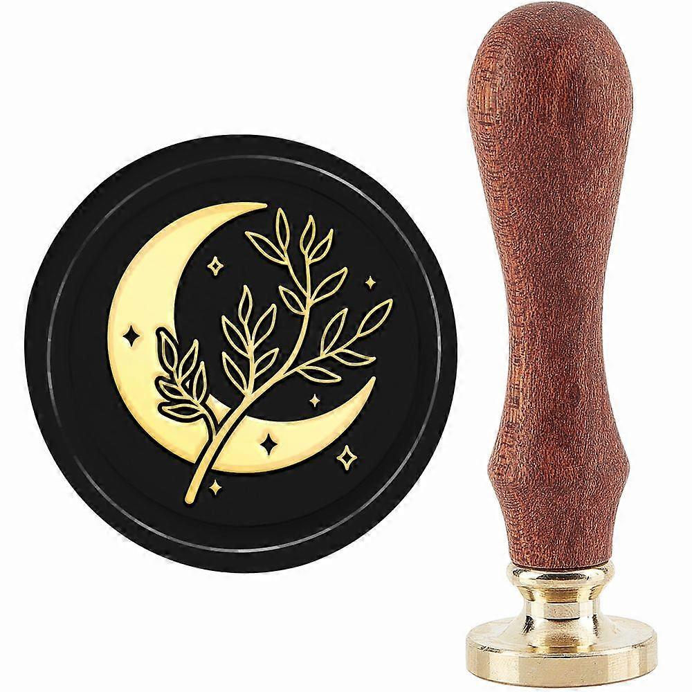 Brass Wax Seal Stamp with Handle for DIY Scrapbooking Moon Pattern 89x30mm