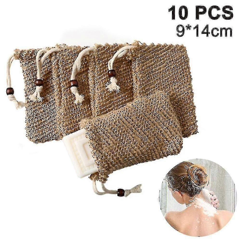 10 Pack Soap Bag Ideal Compatible With Scraps And Save Soaps, Natural Fiber