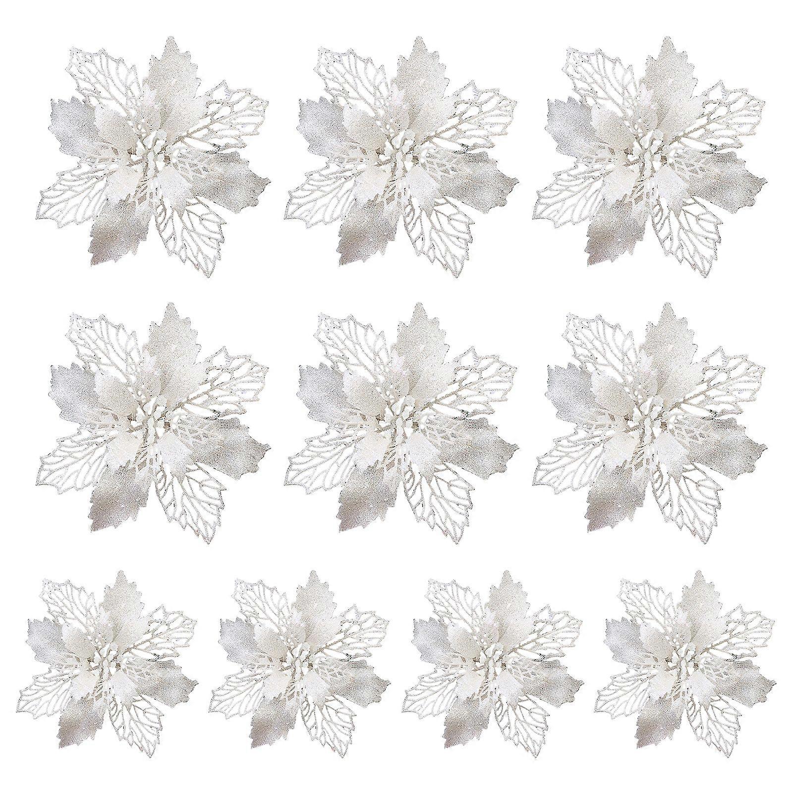 10pcs simulation decorative flowers - white colorful -9.5CM