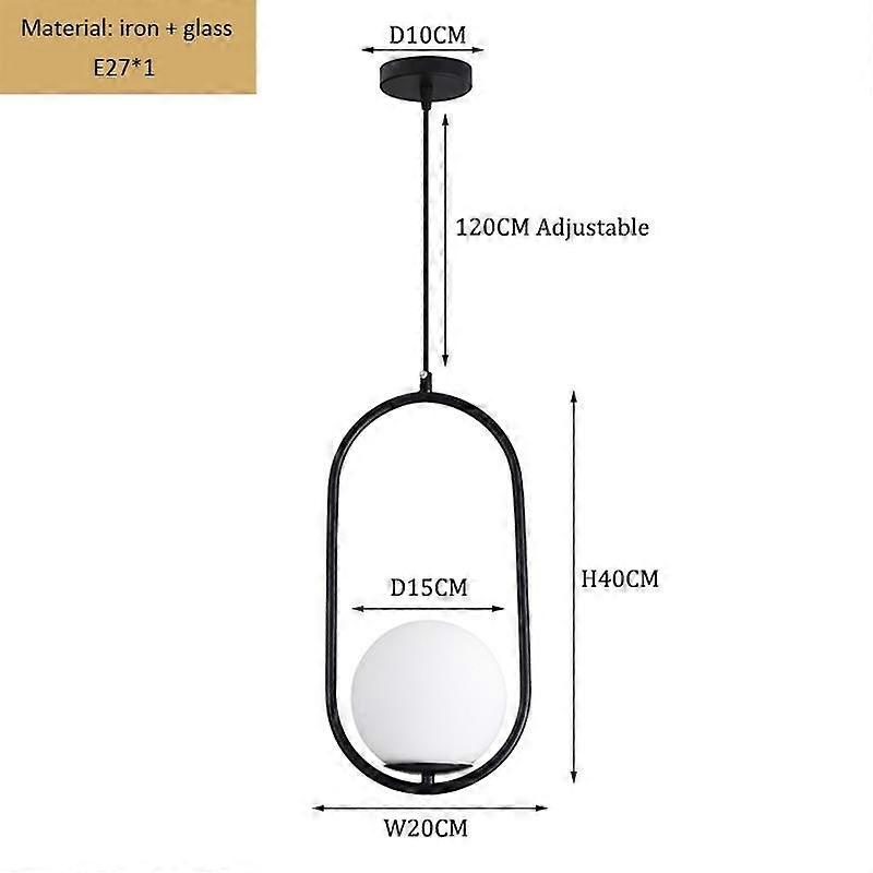 Glass Ball Pendant Lights Milky white lampshade Modern LED Hanging Lamp for Living Room Brass/Black/Chrome Pendant Lamp