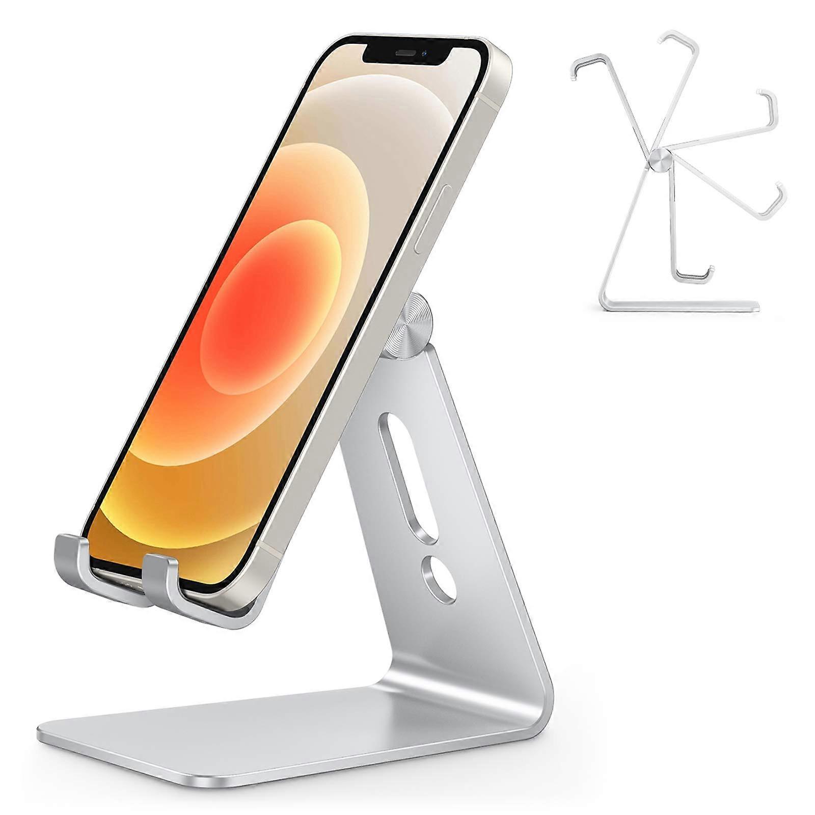 Adjustable Aluminum Anti-Slip Cell Phone Stand, Desktop Charging, Compatible With iPhone And Android Smartphones