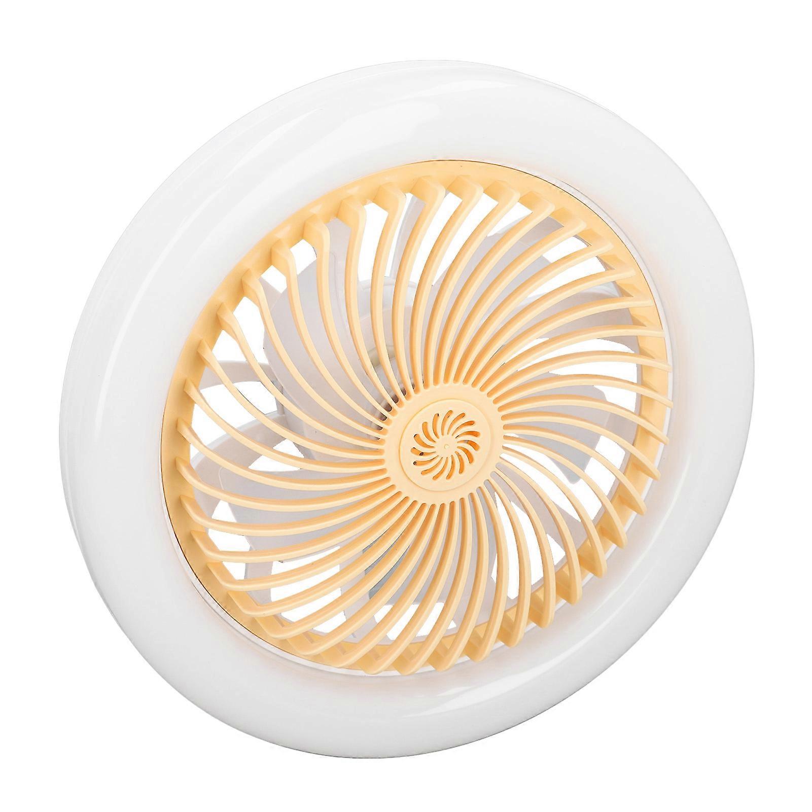 LED Fan Light E27 Thread Foldable Remote Control Aromatherapy Ceiling Fans with Light 85‑265V Yellow 