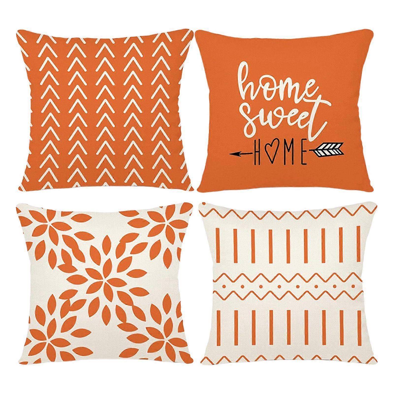 4Pcs Throw Pillowcases with Invisible Zipper Wear Resistant Machine Washable Non-Fading Print Cushion Covers Pillowslips