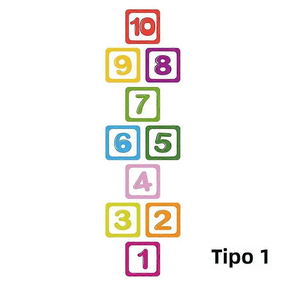 Hopscotch Game Floor Stickers with Grid and Numbers Cartoon Waterproof and Removable Decoration for Home Kindergarten and School