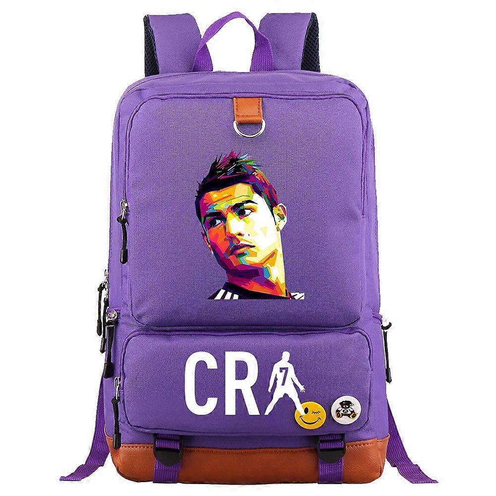 Cr7 حقيبة ظهر كمبيوتر كاجوال للرجال للمراهقين - حقيبة سفر للكمبيوتر المحمول للطلاب والمدرسة والسفر اليومي - أسود Mochilas