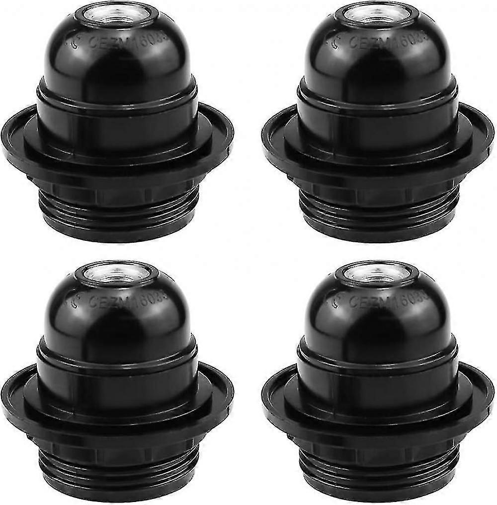 4 Pieces E27 Socket Adapter, E27 Socket, Black E27 Socket Screw Socket Lamp Holder, Retro E27 Bulb, For Retro Light Bulb Socket Fixing