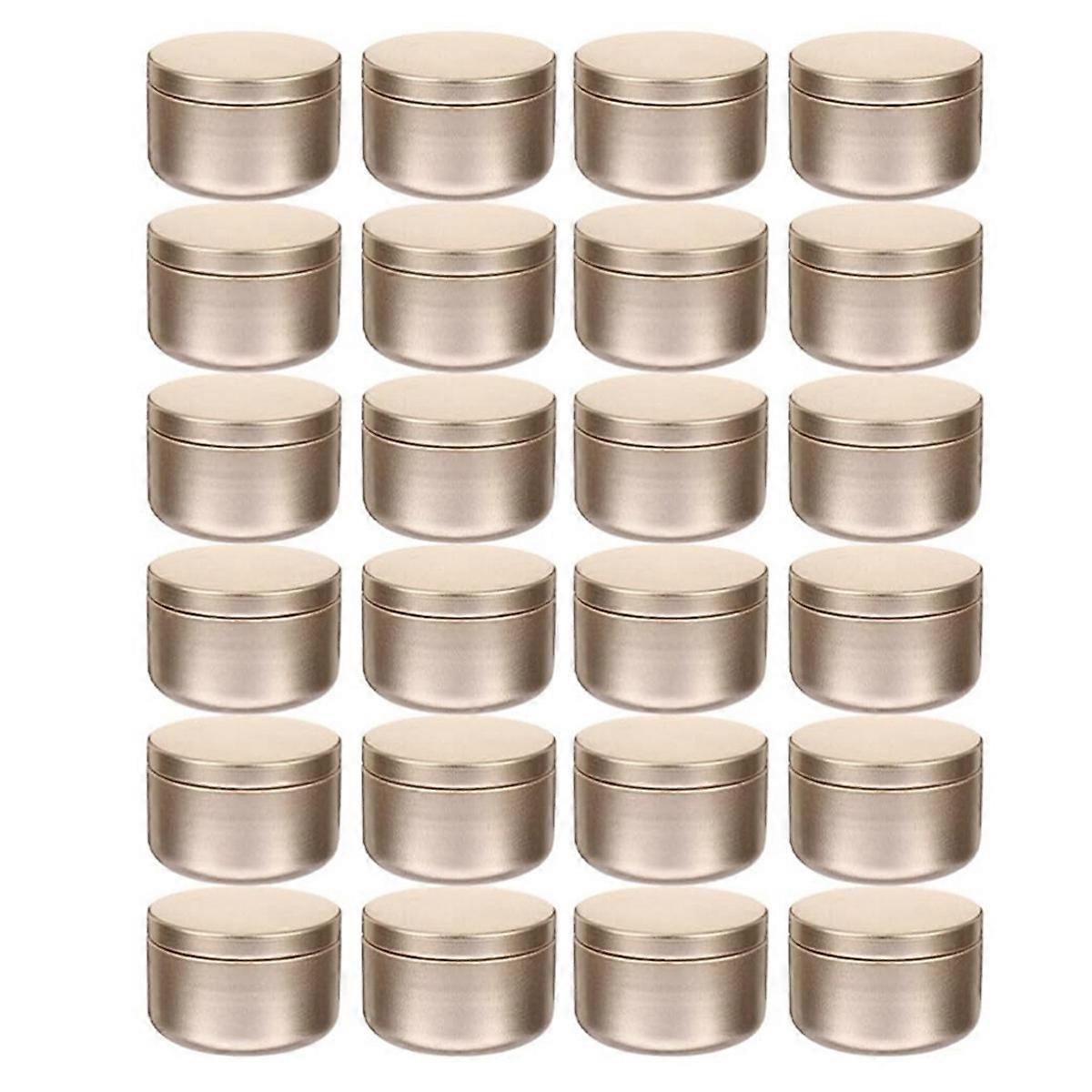 24 Pcs Candle Jar Decorative Labels Empty Storage Tins Candle Tin Can Candlestick Holders Round Tin Containers, A