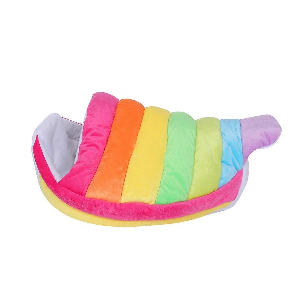 Pet Bed Nest Rainbow Soft Warm Cat House Boat for All Seasons, Cozy Plush Material, Ideal for Indoor Use