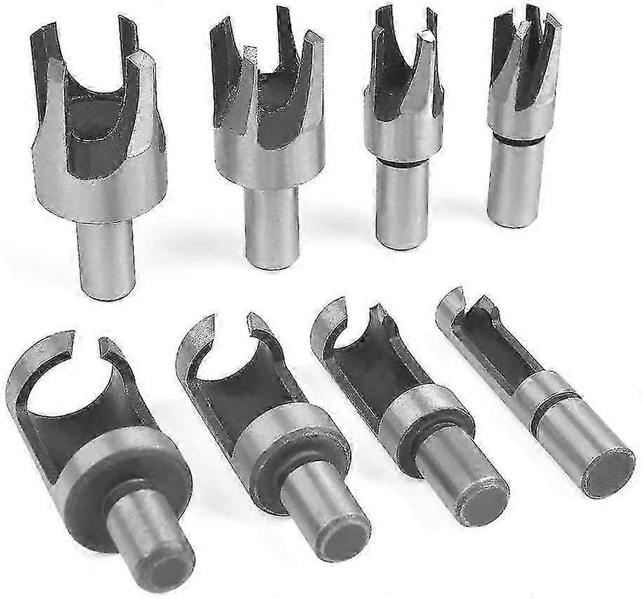 Carbon Steel Wood Plug Cutter Set 8pc with Drill Bits for Carpentry, 6-16mm