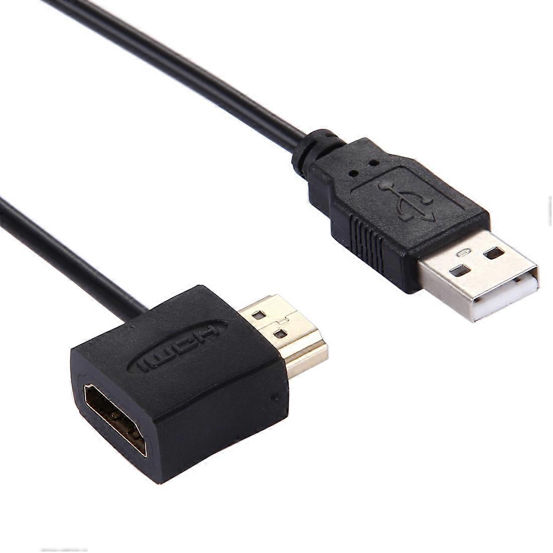 50cm HDMI naaras + HDMI uros - USB 2.0 urosliittimen sovitinkaapeli