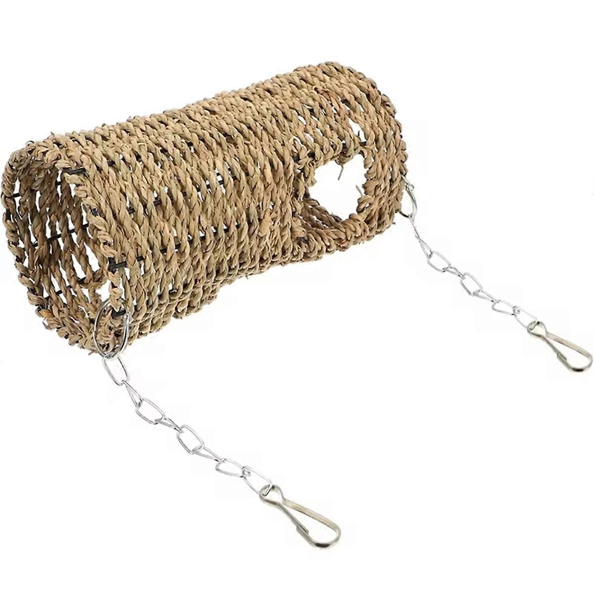 Grass Hammock Play Tunnel Hanging Bed House for Pet Rat Hamster