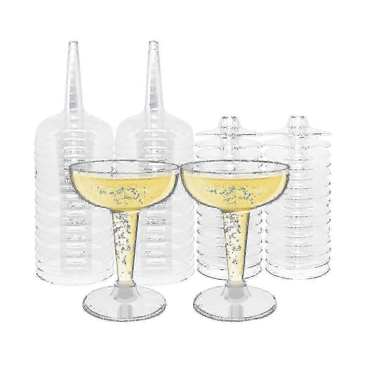 50パックのプラスチックゴブレット、パーティー用の4オンスステム使い捨てマティーニグラス、積み重ね可能なプラスチックカクテル