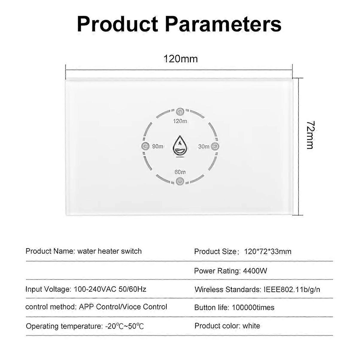 Tuya Smart Life WiFi Boiler Switch 20A with Energy Monitoring 4400W